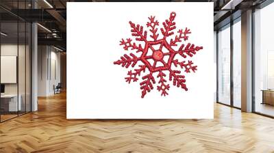 Red snowflake Christmas decoration and space for text Wall mural