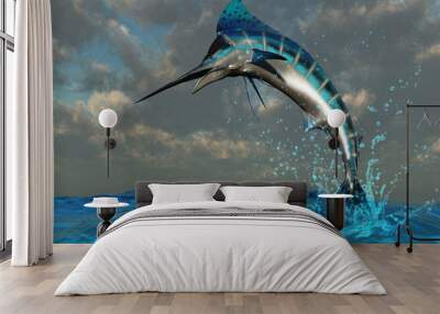 Blue Marlin Splash Wall mural