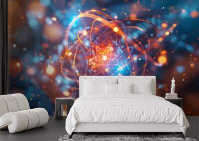 Abstract background of atoms Chemical reactions of atoms from different concepts. Wall mural