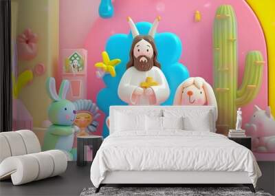 Jesus Christ in art toy style Ideas for easy access to religion. Wall mural