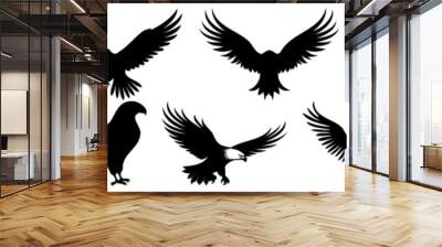 Eagle silhouette set vector design big pack of illustration and icon Wall mural