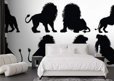 Lion silhouette set vector design big pack of animal illustration and icon Wall mural