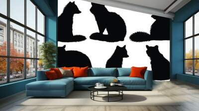 Raccoon silhouette set vector design big pack of animal illustration and icon Wall mural