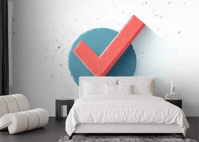 Flat checkmark symbol, conveying approval or success, isolated on a white background Wall mural