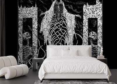 death metal ghost illustration. hand drawn horror art Wall mural