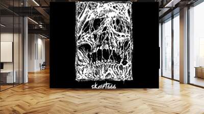 hand drawn Skull horror illustration vector art t-shirt design Wall mural