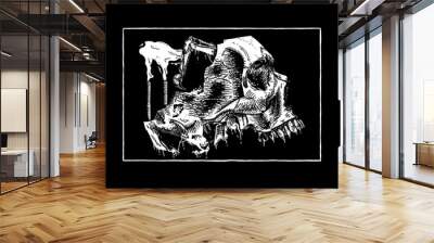 hand drawn skull metal death illustration Wall mural