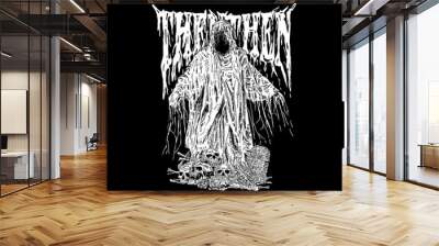 illustration vector satan on death metal and grunge style Wall mural