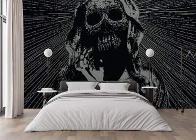 woman Skull horror graphic illustration vector art t-shirt design Wall mural