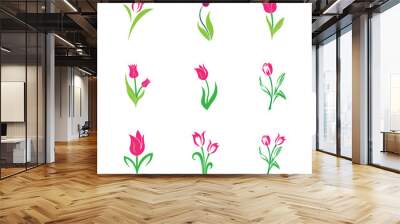 tulips icon logo vector design template Wall mural