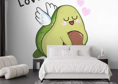 Vector illustration of cartoon dancing avocado Wall mural