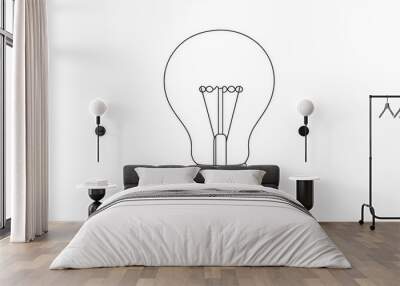 A simple, outlined drawing of a lightbulb, perfect for representing ideas and inspiration.  The design uses a thin line and is easy to understand. Wall mural