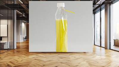 Collection of miniature juice packs made of cardboard with plastic straws, isolated against a white background Wall mural