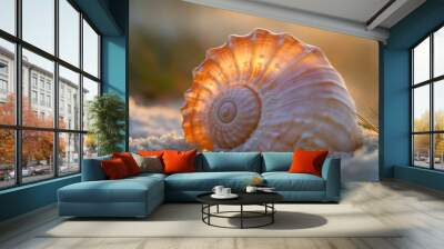 The shell is smooth and shiny, with soft curves. It looks almost magical, like something beautiful and peaceful. Wall mural