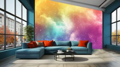 Vibrant nebula galaxy with stars and clouds, designed as a universe-themed wallpaper background illustration. Wall mural