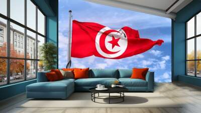 3D-Illustration of a Tunisia flag - realistic waving fabric flag Wall mural