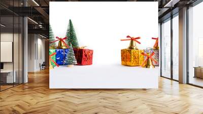 Christmas background concept. Christmas gift box and tree with g Wall mural