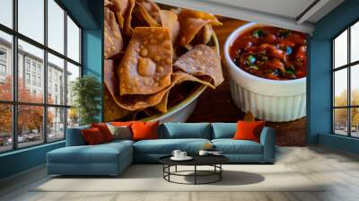 Corn chips with salsa sauce Wall mural