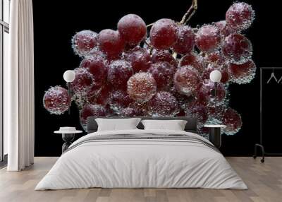 Dark grapes in sparkling water Wall mural