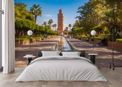 Parc Lalla Hasna with koutoubia minaret in the background Wall mural