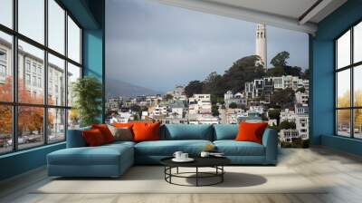 View of Coit Tower and Telegraph Hill from Chinatown Wall mural