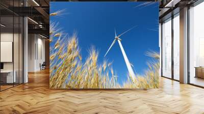 Windmill for electric power production, Zaragoza province, Aragon in Spain. Wall mural