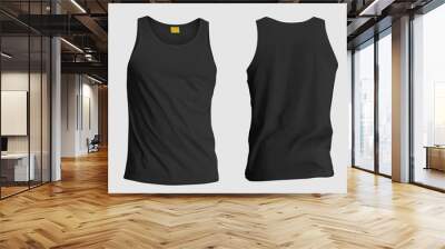 3d illustrator mans blank tank singlet. Male shirt without sleeves. T-shirt front of mock up  Wall mural