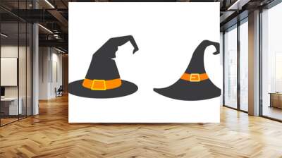 Halloween. illustration of tall witch magic witch hat on abstract background Wall mural