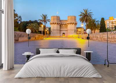 Landscape view of the Torres de Serranos at dawn - Valencia, Spain Wall mural