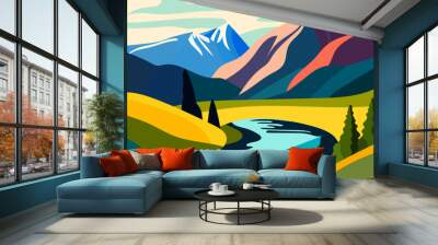 sunset in the mountains vector background Wall mural