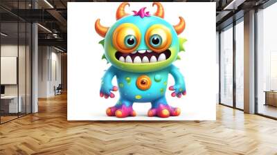 Cute Monster, Cartoon Animal Toy Character, Isolated On White Background Wall mural