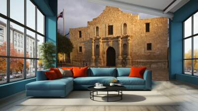 the alamo blazing in the light. Wall mural