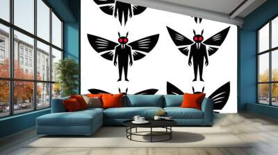 Mothman Cryptid Silhouette Vector Icon Pack: Eerie & Mysterious Designs for Unique Project Wall mural