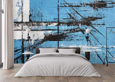 abstract blue acrylic painting on canvas   Wall mural