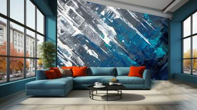 blue abstract acrylic painting on canvas	 Wall mural