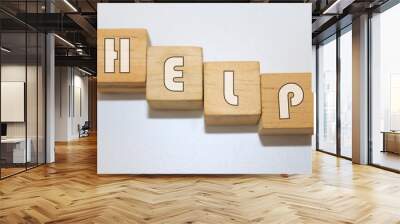 HELP word made with building blocks isolated on white Wall mural