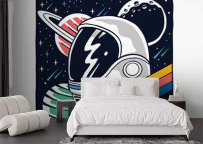 An astronaut in space. Vector illustration for t-shirt prints, posters and other uses. Wall mural