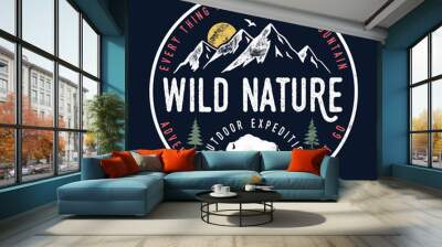 Mountain illustration, outdoor adventure . Vector graphic for t shirt and other uses. Wall mural