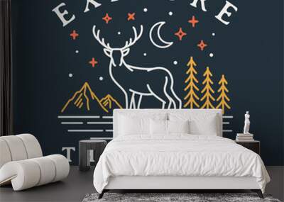 Vector line art outdoor badge. Perfect for t-shirt prints, posters and other uses. Wall mural