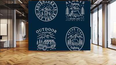 Vector line art outdoor badges. Perfect for apparel prints, posters and other uses.  Wall mural