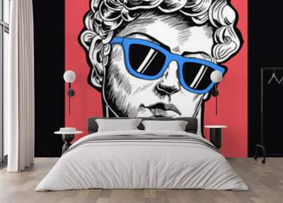 Vector sculpture illustration with sunglasses and the slogan. For t-shirt prints, posters and other uses. Wall mural