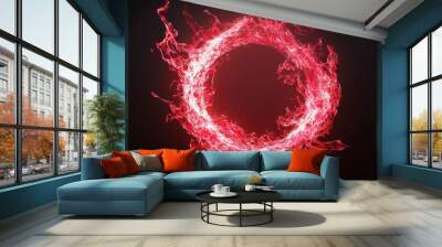 Fiery Emblem in Open Air, vibrant flames dance in a vast expanse, creating a striking contrast against the serene backdrop, evoking passion and energy. Wall mural