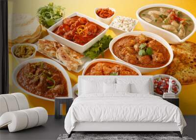 INDIAN CURRY SELECTION  CLOSE UP FOOD IMAGE Wall mural