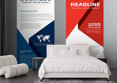 Geometric shape roll up banner template design for your project, event, business, brochure, flyer, infographics. modern advertising. vertical banner, pull up, standee, stand banner, vector  Wall mural