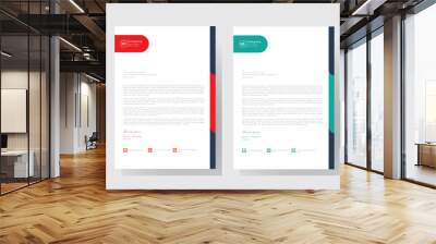 Modern Business Letterhead Design Template, Abtract Letterhead Design, Letterhead Template, letter head with blue and red color Wall mural