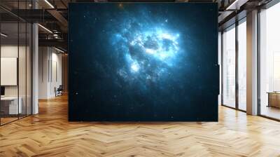 Nebula and galaxies in infinite space - starfield, stars and space dust scattered throughout a vast universe. Swirling black hole, burst of light from birth of stars, illustration, cosmic artwork. Wall mural