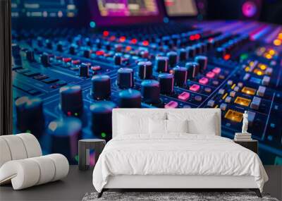 audio mixing console in recording studio Wall mural