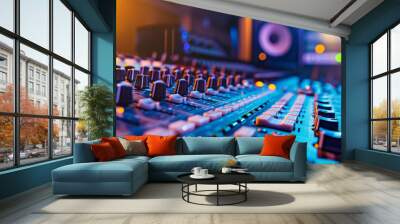 audio mixing console in recording studio Wall mural