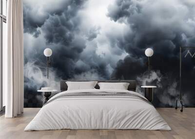 black stormy clouds with lightning Wall mural