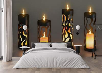 burning candles on a dark background Wall mural